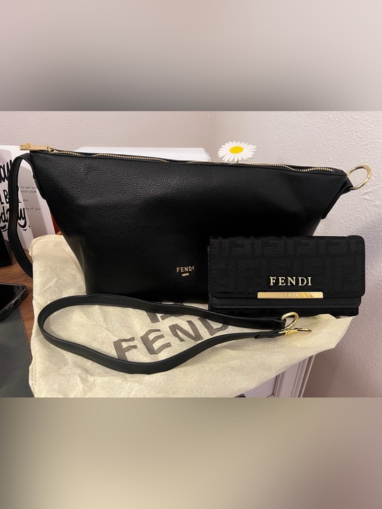 None Handbags - INSPIRED Black Leather Shoulder Bag with Wallet